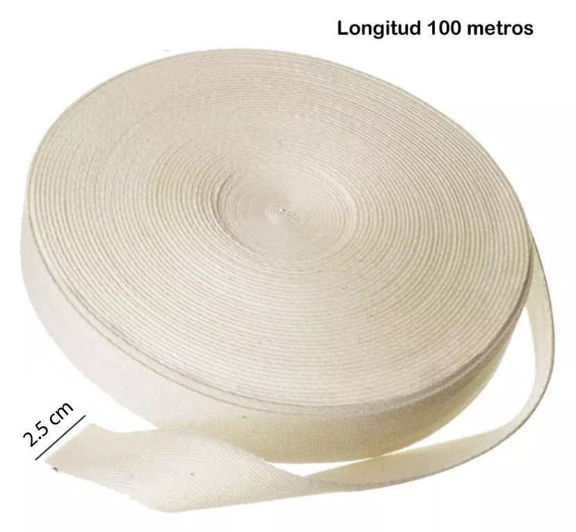 Hiladillo 25mm X100mts Cinta De Algodón Confección Para Ropa