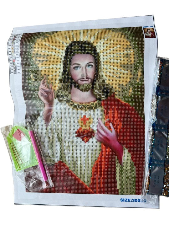 Kit Pintura De Diamantes 5d Para Bricolaje 40x30 Cm Sagrado Corazon