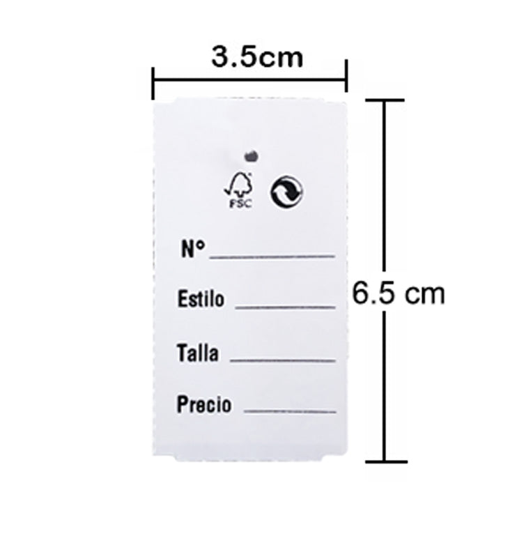 1000 Etiquetas Ropa En Papel Para Plastiflecha 3.5cmx6.5cm